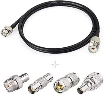 3AN Telecom BNC Male to SO239 RF Coaxial Coax Cable 3ft + 4pcs Adapter ...