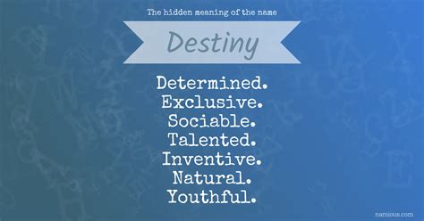 The hidden meaning of the name Destiny | Namious