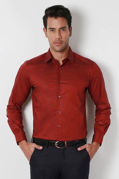 Buy Men Maroon Regular Fit Full Sleeves Formal Shirt Online - 181928 ...
