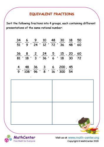 Image result for 4th Grade Math Worksheets Equivalent Fractions