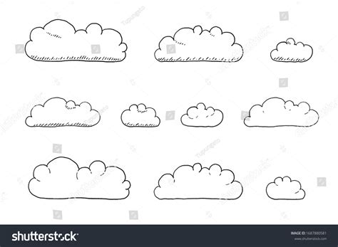 Simple Cartoon Clouds Drawing Set Simple Stock Vector (Royalty Free ...