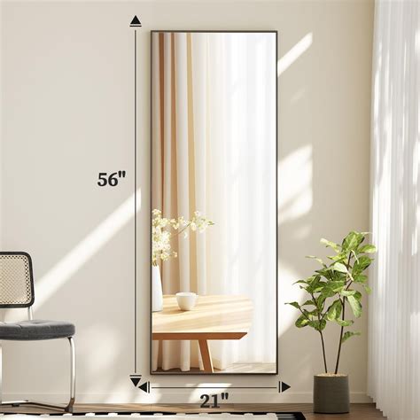 Full Length Mirror with Stand, 56x21 Inch Floor Mirror with Aluminum ...