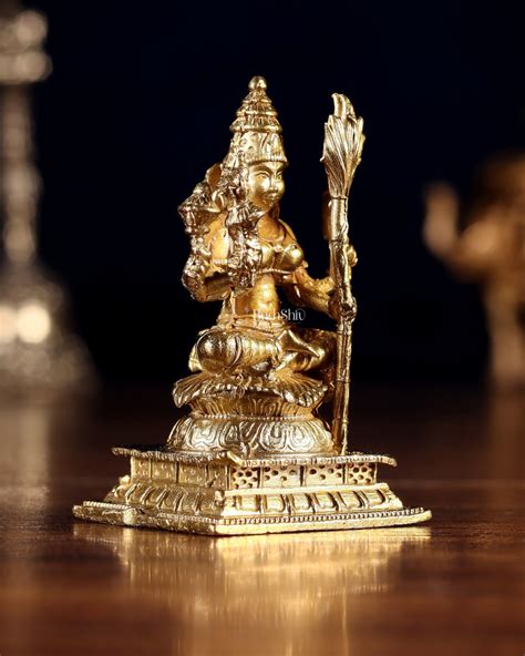 Pure Bronze Rajarajeshwari Lalita Devi Idol | 3" (7.6 cm) Panchaloha T ...