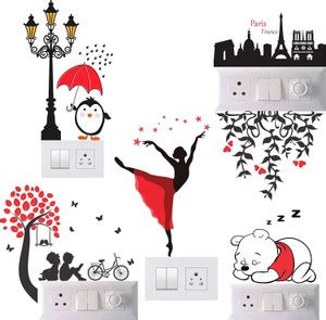 Decals Creation 1225 cm Wall Sticker Switch Board Sticker Red & Black ...