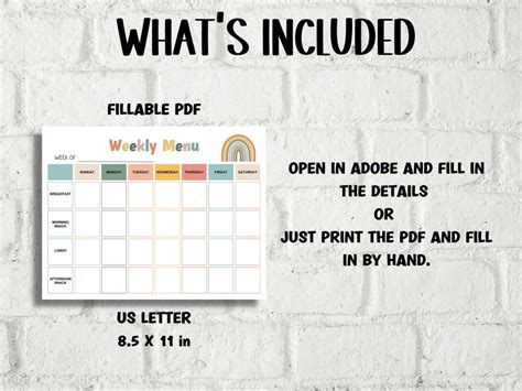 All-in-One editable Weekly Meal Planner for Home, Preschool and Daycare ...
