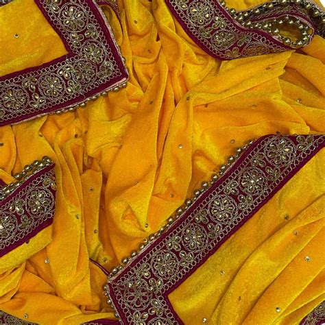 Bridal Yellow Stone Velvet Dupatta – anokherang