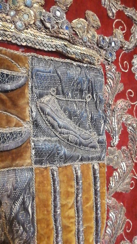 Spanish Embroidered Gold Silver Armorial Hanging Amphora Count 70'high ...