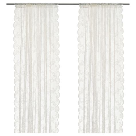 ALVINE SPETS net curtains, 1 pair, off-white/with rod pocket, 145x250 ...