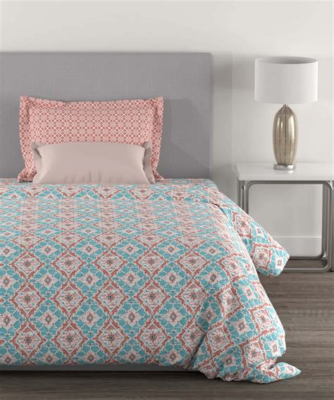 Home Essential Killim Peach Single Bedsheet With 1 Pillow Cover, 144TC ...