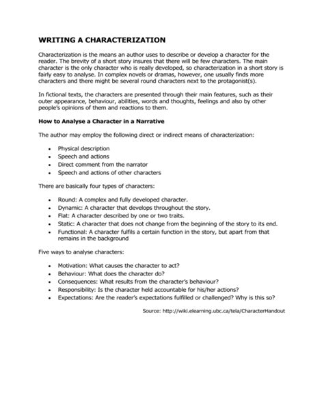 Writing a Characterization 的图像结果