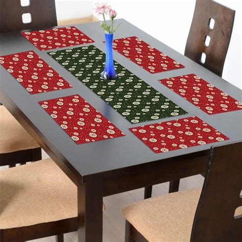 Buy TheYaYaCafe 6 Table Mats and Runner Set for Dining Table (1 Table ...