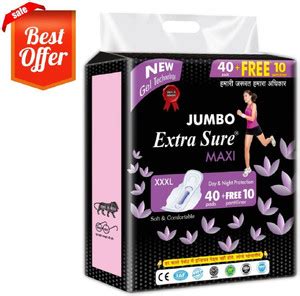 Jumbo Extra Sure Sanitary Pads for Women with Wings | Dry-net Surface ...