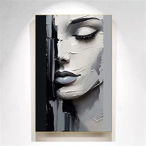 Canvas Art Painting Abstract Women Figure Hand painted Black and White ...