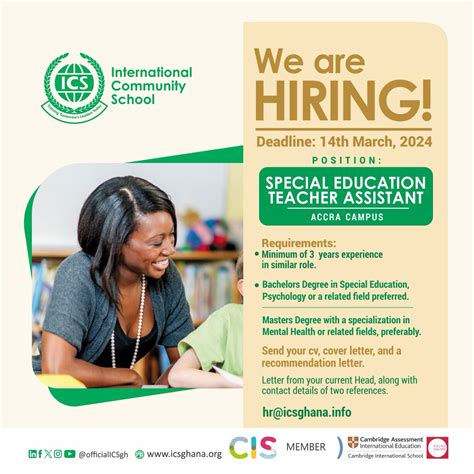 We are hiring: Special Education Teaching Assistant - International Community School