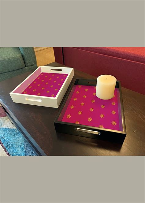 Get Pink Embroidered Wooden Tray at ₹ 2100 | LBB Shop