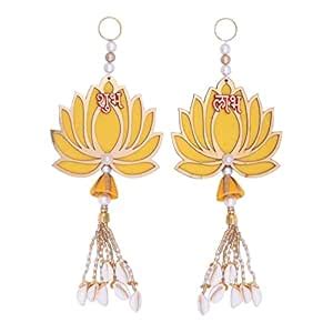 Buy Sajja Handmade Decorative Shubh Labh Hanging Made of Yellow MDF ...