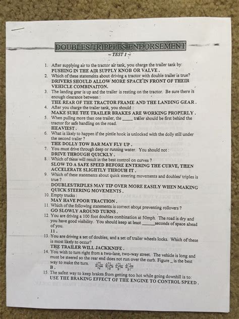 DMV Commercial Class A & B License Doubles/Triples Endorsement Test ...