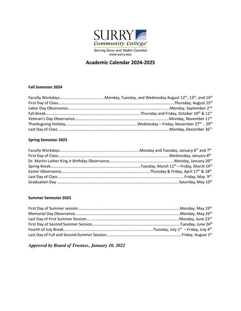 SCC Academic Calendars | Early College High School