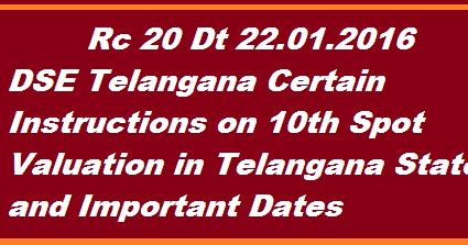 Rc 20 DSE Telangana Certain Instructions on 10th Spot Valuation - TS ...