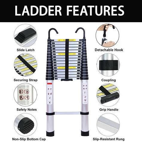 Buy Autofather 14.4ft Telescoping Ladder Aluminum Extension Loft Ladder ...