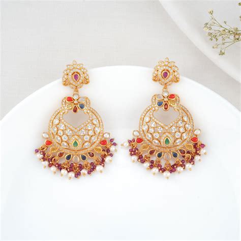 Buy 925 Silver Earrings Online | Gold Plated Silver Jhumkas Earrings ...