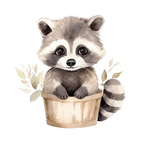 Watercolor Raccoon Cute Clip Art, Raccoon, Watercolor, Animal PNG ...