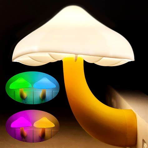 Danolt Silicone Mushroom Night Light for Kids 7 Colors Dimmable ...
