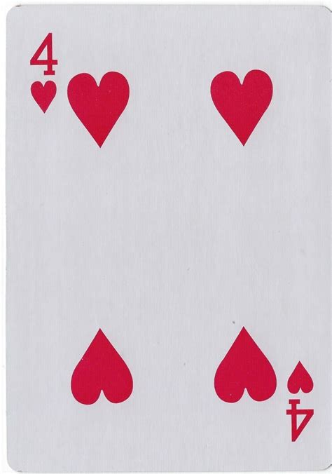 Jumbo Giant Playing Card 4 Four of Hearts Junk Smash Journal Scrapbook ...
