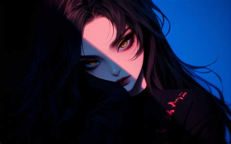 Download wallpaper 3840x2400 girl, look, makeup, dark, anime, art 4k ...
