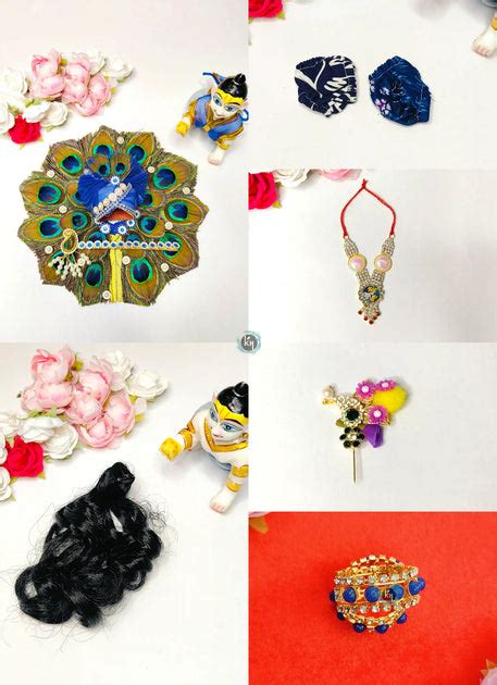 Laddu gopal diwali shringar full morpankh dress, mala, bansuri, kangan ...