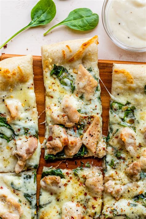 Chicken Alfredo Pizza - The Almond Eater