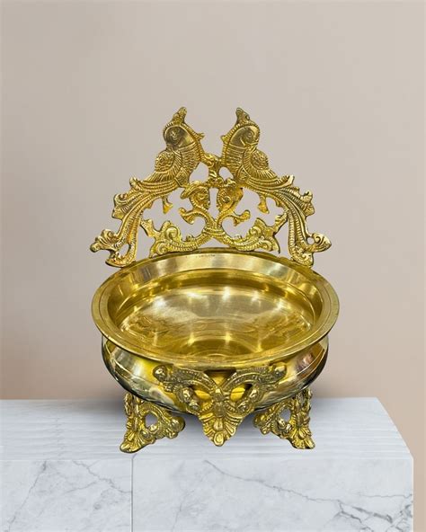 Peacock Brass Urli Bowl | Traditional Decorative Brass Urli for Home ...