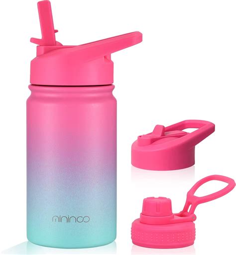 Amazon.com: Mininoo Insulated Kids Water Bottle, 12 oz Stainless Steel ...