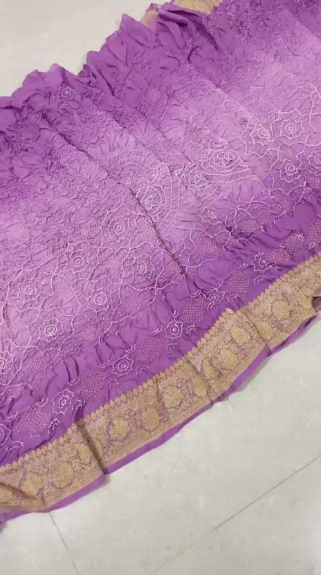 Royal Amethyst: Ombre Purple Bandhani Saree with Golden Zari Border ...