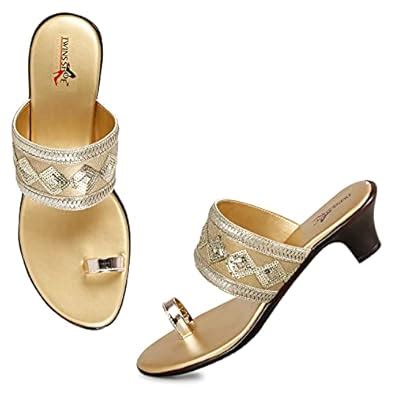 Buy TWINSSHOE Women Traditional Ethnic Toe Strap Heels Sandal at Amazon.in