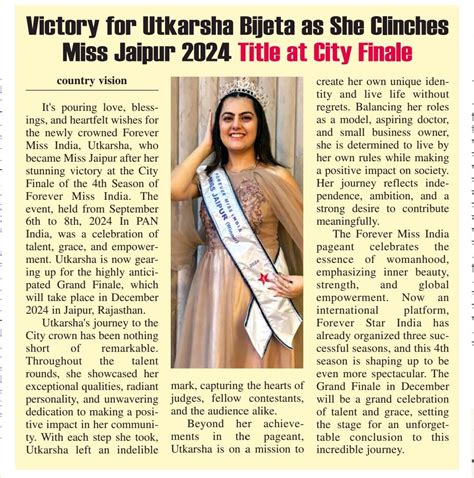 Forever Miss India Rajasthan 2024 Winner | Utkarsha Bijeta | fsia Winner