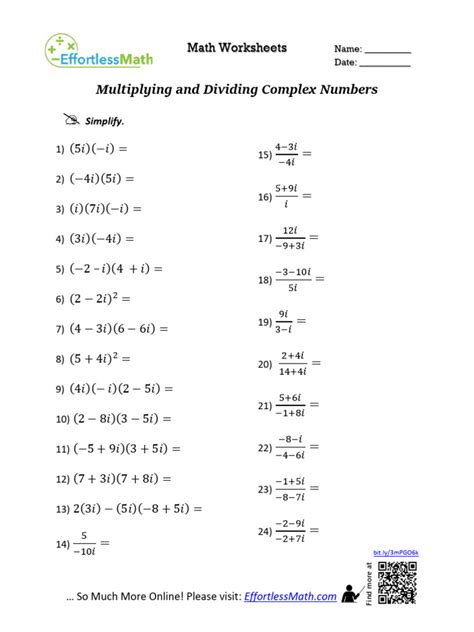 Image result for Infinite Algebra 2 Worksheet Multiplying Complex Numbers