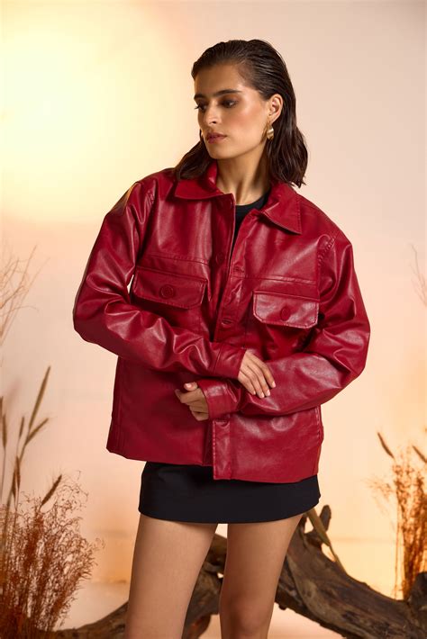 Cherry Red Faux Leather Jacket - Bold, Trendy & Head-Turning Style