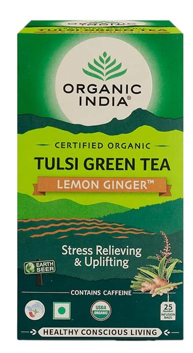 Organic India Organic Tulsi Green Tea Lemon Ginger – Regal Plus India