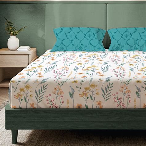 200 TC Glaced Cotton Microfiber Bedsheet with Pillow Covers - France ...