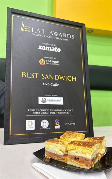 Menu at Eve's Coffee, Thiruvananthapuram