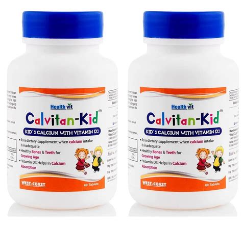 Buy HealthVit Calvitan-KID Kids Calcium with Vitamin D3 60 Tablet (Pack ...