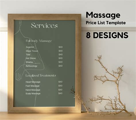 Massage Price List Templates Printable Pricing Guide Template Spa | Bogiolo