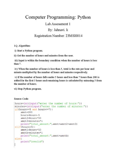 Python DA-1 - Computer Programming: Python Lab Assessment 1 By: Jahnavi ...