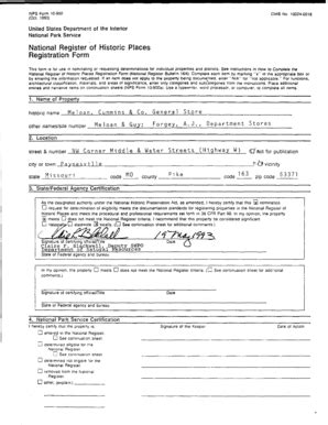 Fillable Online dnr mo 1990) OMB No 10024-0018 United States Department ...