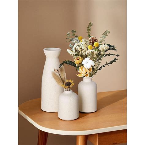 Buy Ekhasa White Ceramic Flower Vases (Set Of 3) Online