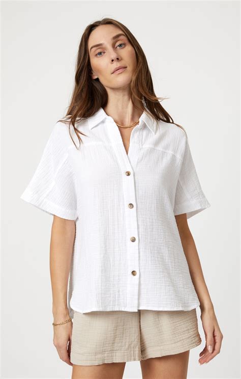 Mavi Women's Gauze Short Sleeve Shirt In Antique White – Mavi Jeans