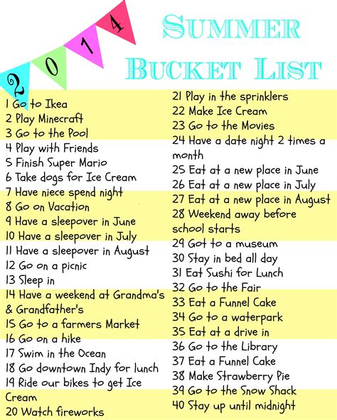 Summer Bucket List Printable - Coupon Crazy Girl