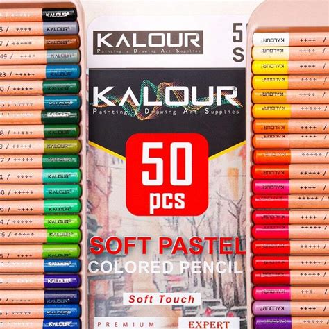 KALOUR 50 couleurs Crayons de pastel souples professionnels avec boîte ...