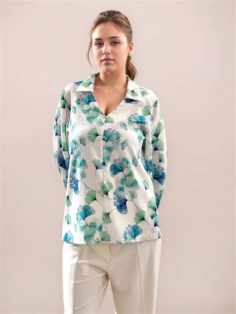 Buy Solid Navy Gathered Shirt - Zink London